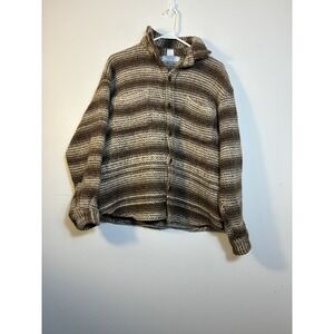 Indigenous designs Wool Cardigan Women's Large Chunky Knit Grandpa Heavy‎ Weight